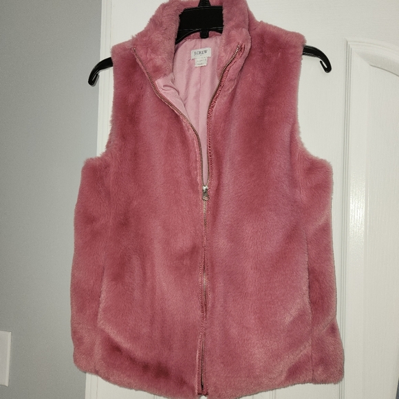 NWOT J. Crew Faux Fur Vest, size XS, pink blush - Picture 3 of 8